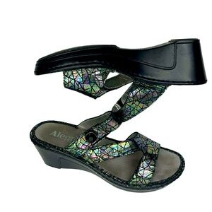 Algeria Loti Tectonic ‎ Black Mosiac Iridescent Sandals Whimsigoth Sz 39